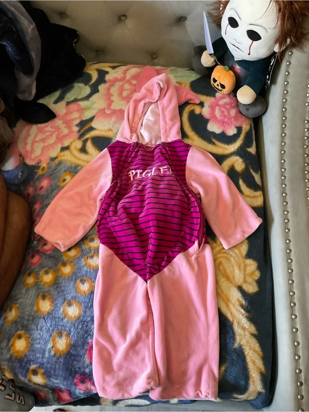 Disney Pink and Magenta Hooded Baby Romper - Picture 6 of 9